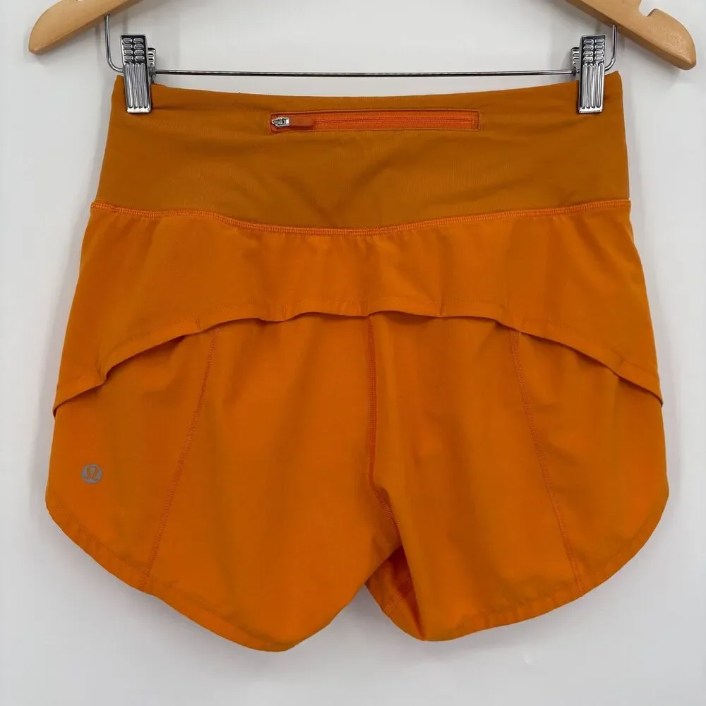 Lululemon Speed Up High-Rise Lined Shorts 4” in Orange, Size 4 - Picture 4 of 8